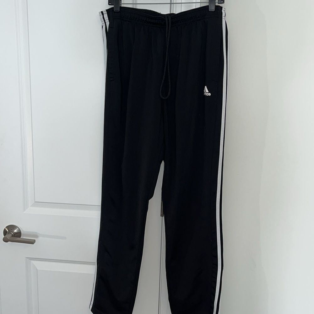 Adidas 3 Stripe Mens Track Jogging Soccer Warm Up Sweatpants Cuffed Zipper Pants